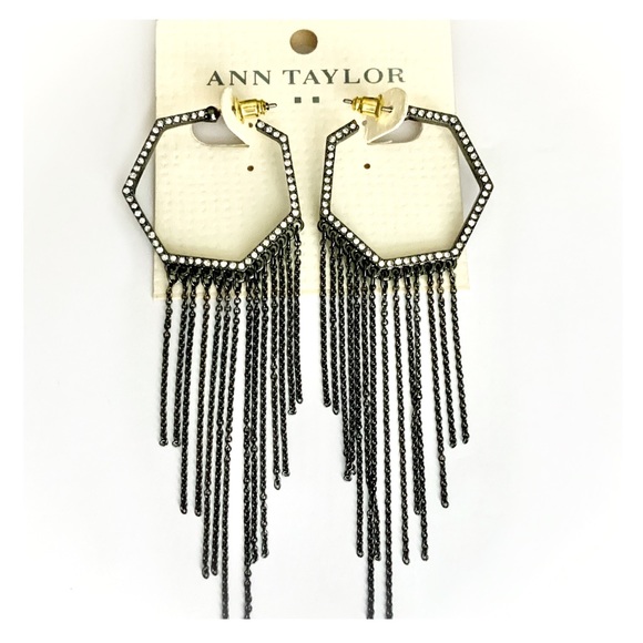 Ann Taylor Jewelry - 🆕 ANN TAYLOR Rhinestone Chain Fringe Hoops NWT